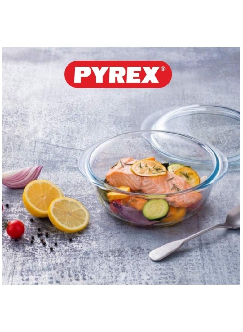 Pyrex Essential Casserole Round 3L - Durable Borosilicate Glass for Versatile Cooking and Serving