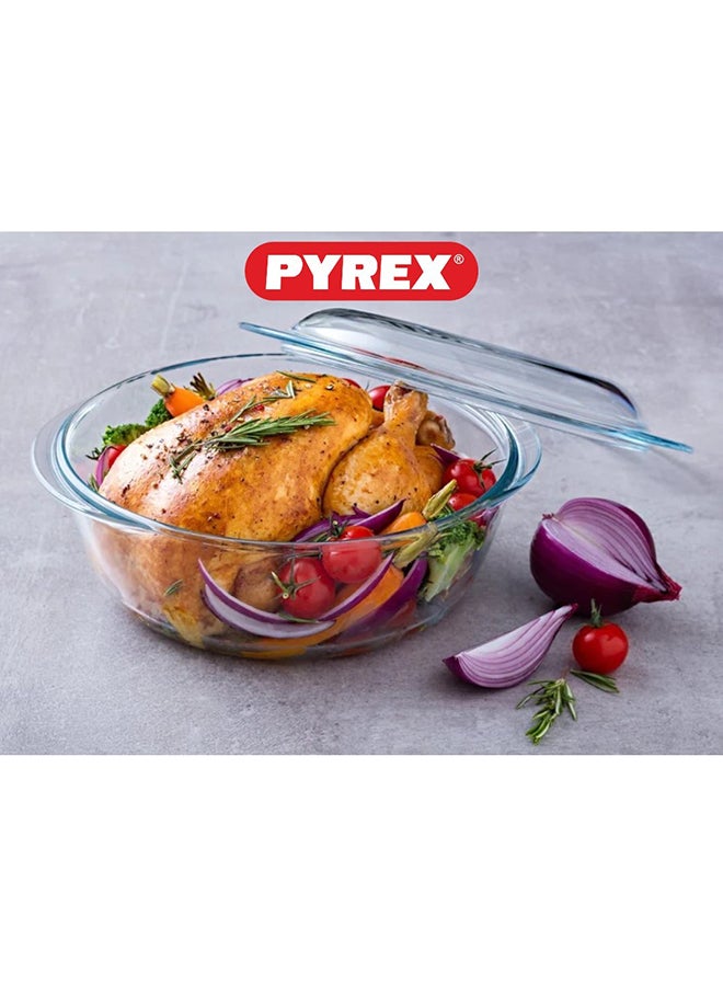 Pyrex Essential Casserole Round 4.9L - Durable Borosilicate Glass for Versatile Cooking and Serving Clear 4.9L