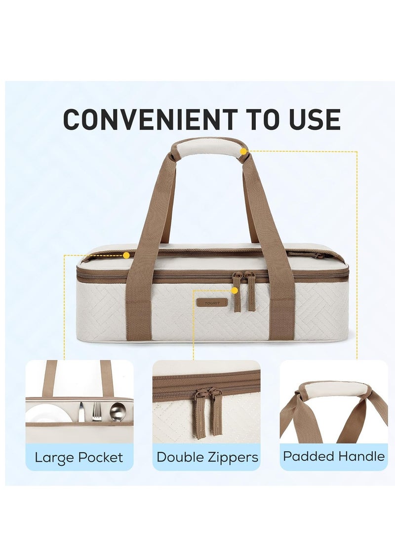 TOURIT Insulated Casserole Carrier for Hot or Cold Food Thermal Food Carrier for Picnic Cookouts Potluck Parties Fits 9
