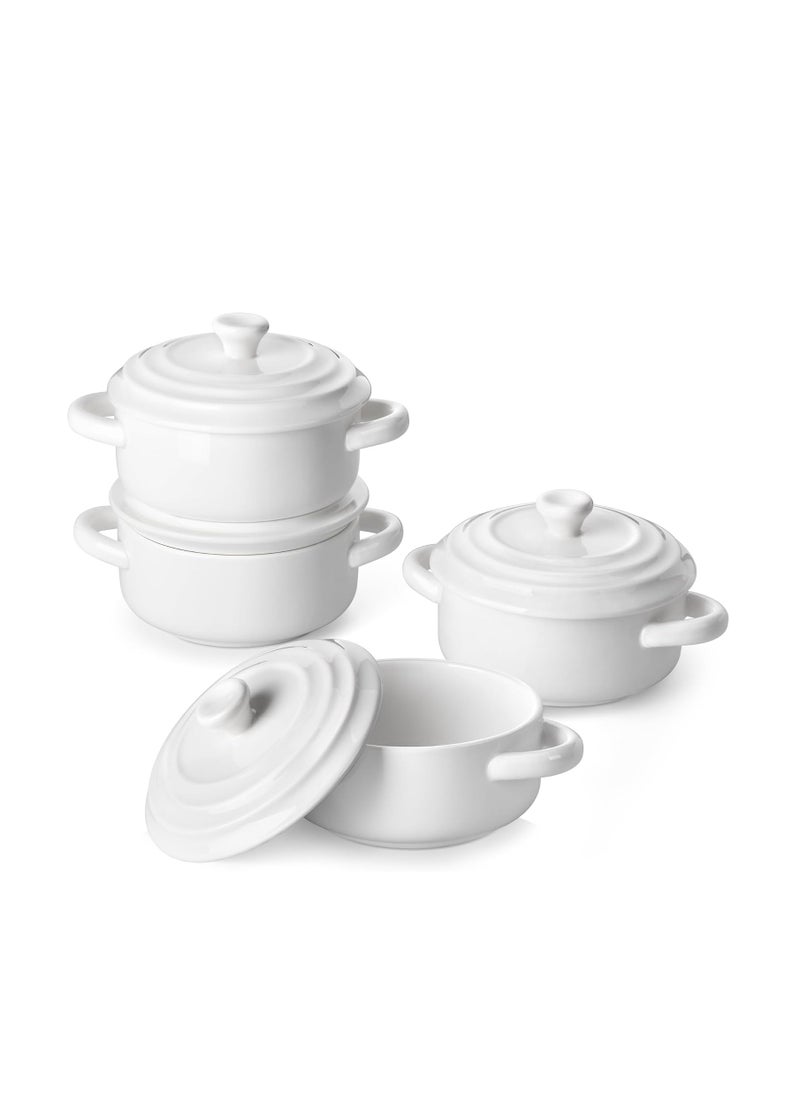 MALACASA Mini Cocotte Set - 14 OZ Small Casserole Dishes with Lids and Handles, Ceramic Mini Dutch Oven Set of 4, Small Baking Ramekins for Lasagna, Soufflé, Oven, Microwave & Dishwasher Safe, Series BAKE.BAKE