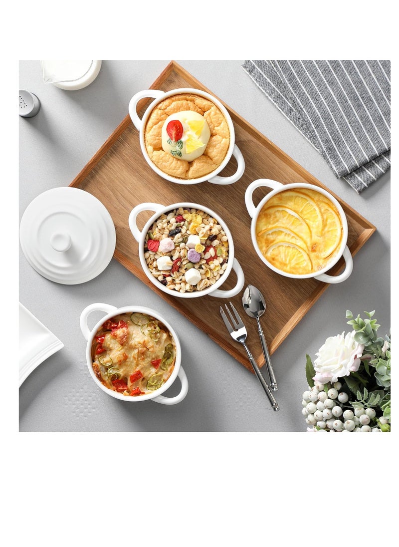 MALACASA Mini Cocotte Set - 14 OZ Small Casserole Dishes with Lids and Handles, Ceramic Mini Dutch Oven Set of 4, Small Baking Ramekins for Lasagna, Soufflé, Oven, Microwave & Dishwasher Safe, Series BAKE.BAKE