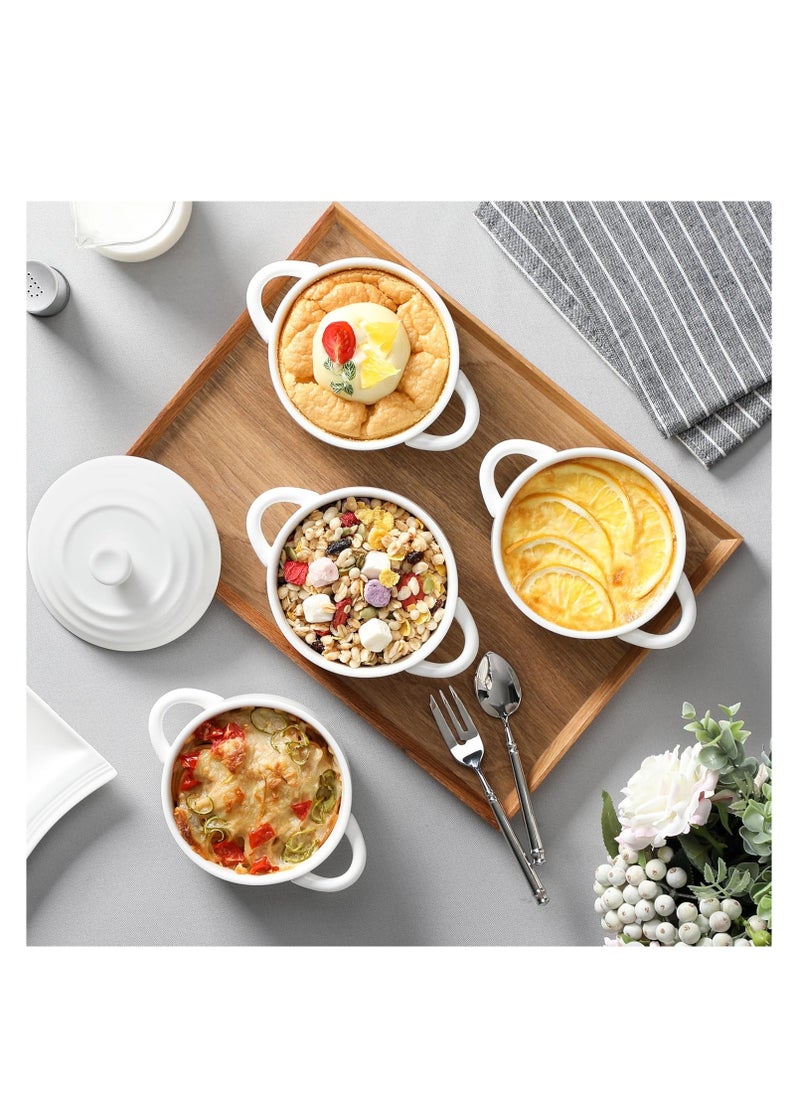 MALACASA Mini Cocotte Set - 14 OZ Small Casserole Dishes with Lids and Handles, Ceramic Mini Dutch Oven Set of 4, Small Baking Ramekins for Lasagna, Soufflé, Oven, Microwave & Dishwasher Safe, Series BAKE.BAKE