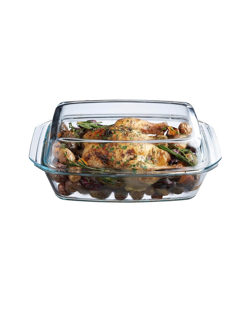 Simax Large Glass Casserole Dish, Oven Safe Cookware With Lid, Oblong Covered Glass Dish For Baking, Serving, Cooking, Microwave and Dishwasher Safe Bakeware, 3 Quart Capacity