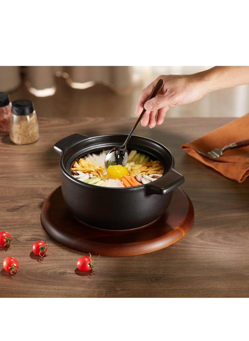 Kook Korean Hot Pot, Dolsot Pot, 68 oz, Bowl with Lid, for Cooking Donabe, Bibimbap, Kimchi, Hot Pot, Soups and Stews, Oven and Dishwasher Safe, Black