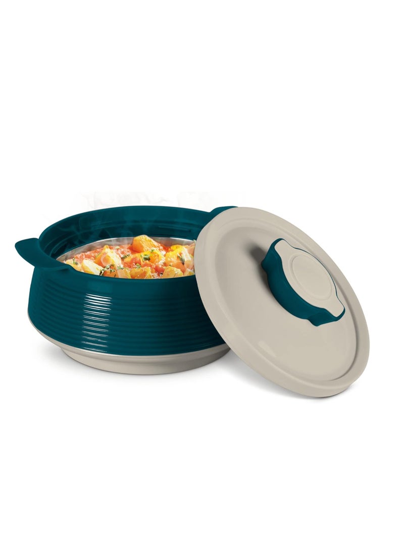 Milton Casserole for hot food, Double walled insulated inner Stainless Steel hot pot with lid, Serving box for food and roti, insulated serving bowl with lid, Set of 3 Venice, Marble Green