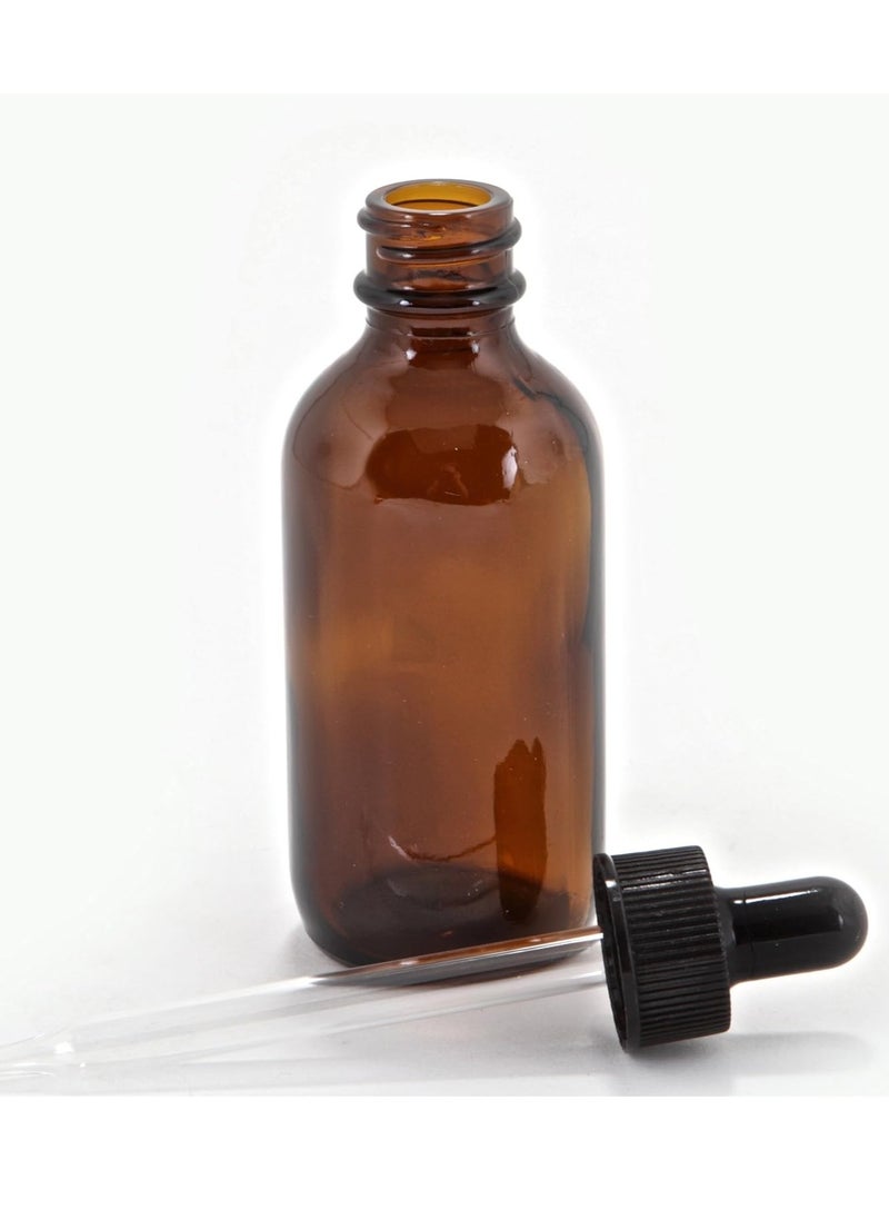 12, Amber, 2 oz Glass Bottles, with Glass Eye Droppers