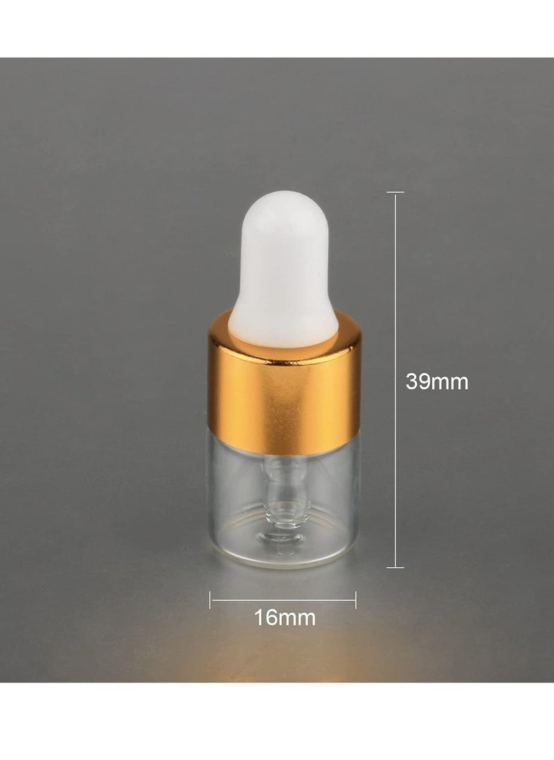 Wresty 50 Pcs Clear Glass Dropper Vails 1ml Mini Essential Oils Sample Dropper Bottles For Traveling Essential Oils Perfume Cosmetic Liquid,With 2 pcs dropper