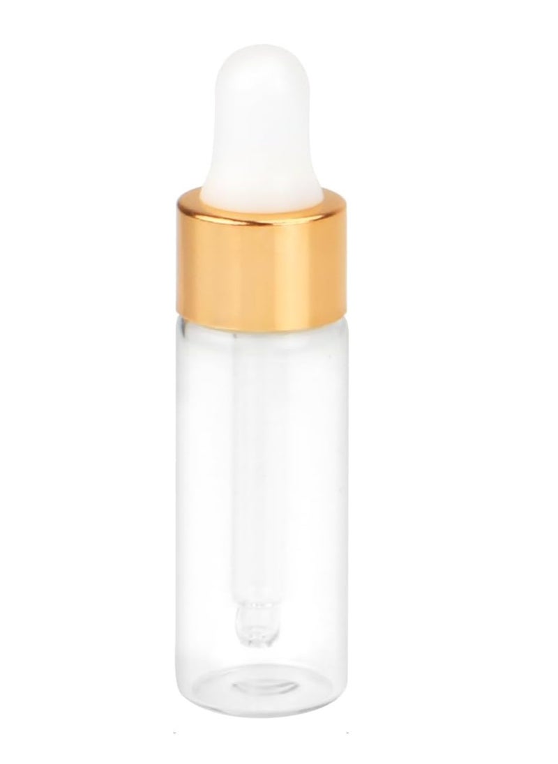 15Pcs Glass Essential Oil Bottles Tiny Clear Perfume Dropping Bottle Refillable Cosmetic Sample Vials Pot with Gold Cap and White Latex (5ml)