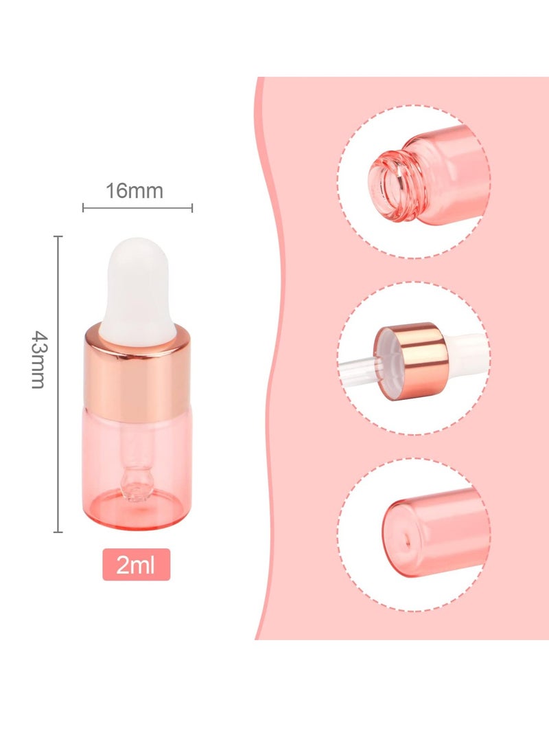 Wresty 15 Pcs Pink Glass Dropper Bottle Essential Oil Dropper Bottles Mini Glass Vials Cosmetic Liquid Container Perfume Aromatherapy Sample Bottles With Glass Eye Dropper (2ml(5/8 Dram))