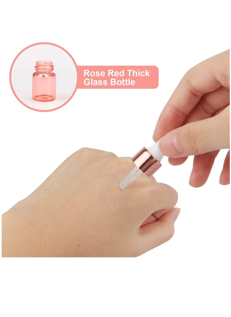 Wresty 15 Pcs Pink Glass Dropper Bottle Essential Oil Dropper Bottles Mini Glass Vials Cosmetic Liquid Container Perfume Aromatherapy Sample Bottles With Glass Eye Dropper (2ml(5/8 Dram))