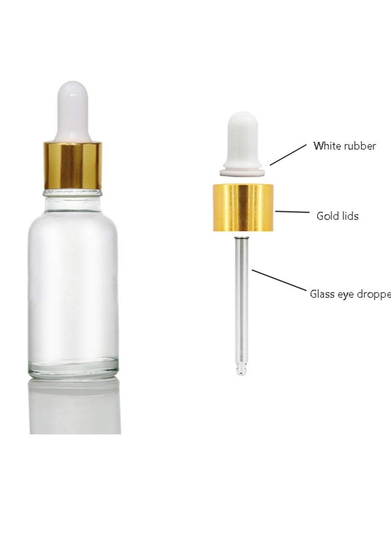 5 Packs Clear Glass Bottle,Essential Oil Dropper Bottles Perfume Sample Vials Cosmetic Containers With Glass Eye Dropper And Gold Lids (100ml/3.4oz)