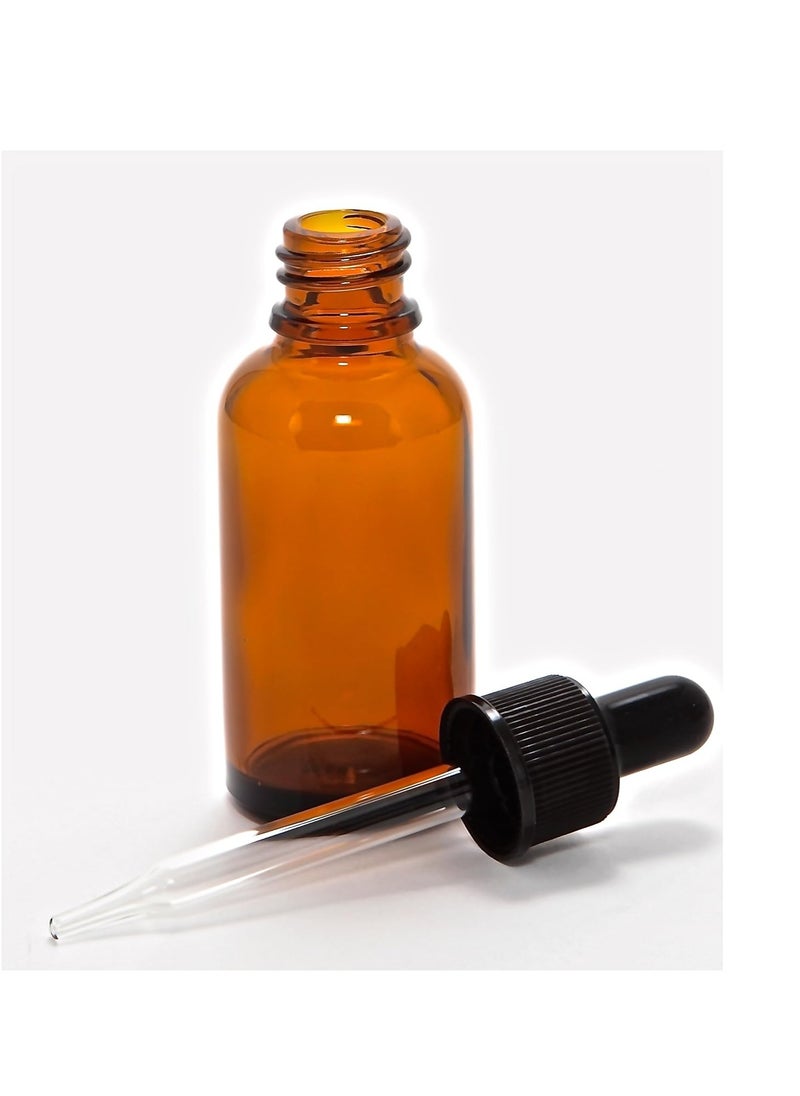 12, Amber, 1 oz Glass Bottles, with Glass Eye Droppers