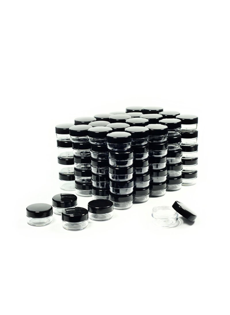 ZEJIA 10 Gram Sample Containers, 100 Count Cosmetic Containers with Lids, Refillable Empty Sample Jars, Small Plastic Containers with Lids (Black)