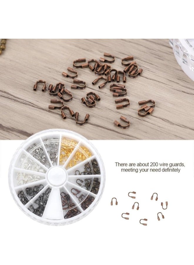 200 Pcs/Box Jewelry Making Supplies, Alloy Wire Guardian Wire Protector for Jewelry Making (6 Colours Box Set Assortment)