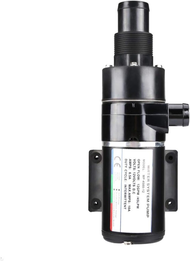 12V Macerator Pump, Self Priming Macerator Waste Pump Waste Evacuation Run Dry Protection Anti-Clog Feature Waste Water Pump for Marine Yacht Boat (Black)