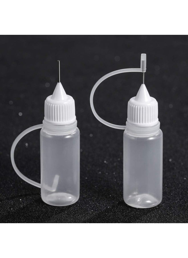 10 Pcs Needle Tip Glue Bottles 10ml Precision Refillable Squeeze Tip Applicator Empty Needle Plastic Bottle for DIY Craft