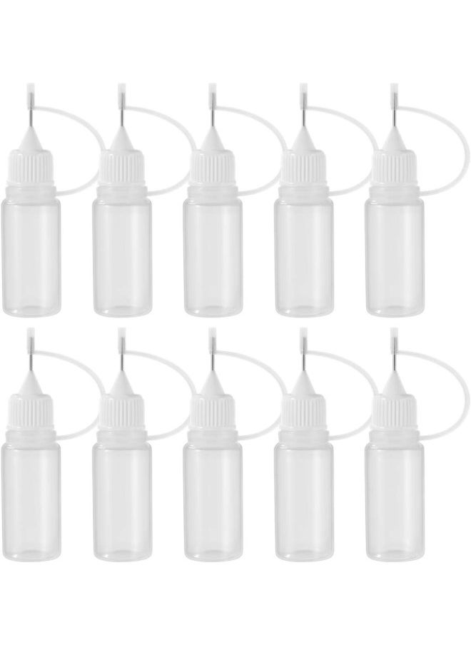 10 Pcs Needle Tip Glue Bottles 10ml Precision Refillable Squeeze Tip Applicator Empty Needle Plastic Bottle for DIY Craft