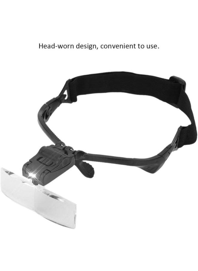Head Magnifying Glasses Loupe, Headband Magnifier with 5 Lens LED Lamp for Eyelashes Extension Tattoo, Jeweler Watch Repair and Reading