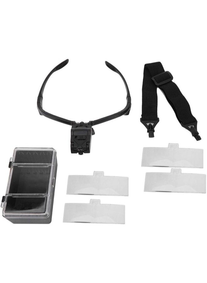 Head Magnifying Glasses Loupe, Headband Magnifier with 5 Lens LED Lamp for Eyelashes Extension Tattoo, Jeweler Watch Repair and Reading