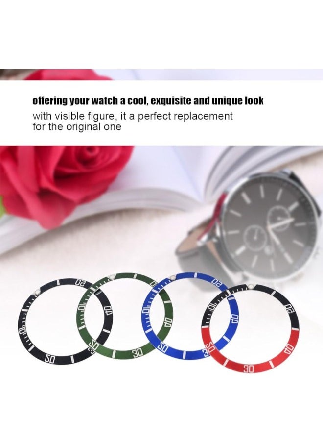 Aluminum Watch Bezel Insert Numbers Markers Wristwatch Loop Replacement Classic Ring Wristband(Blue)