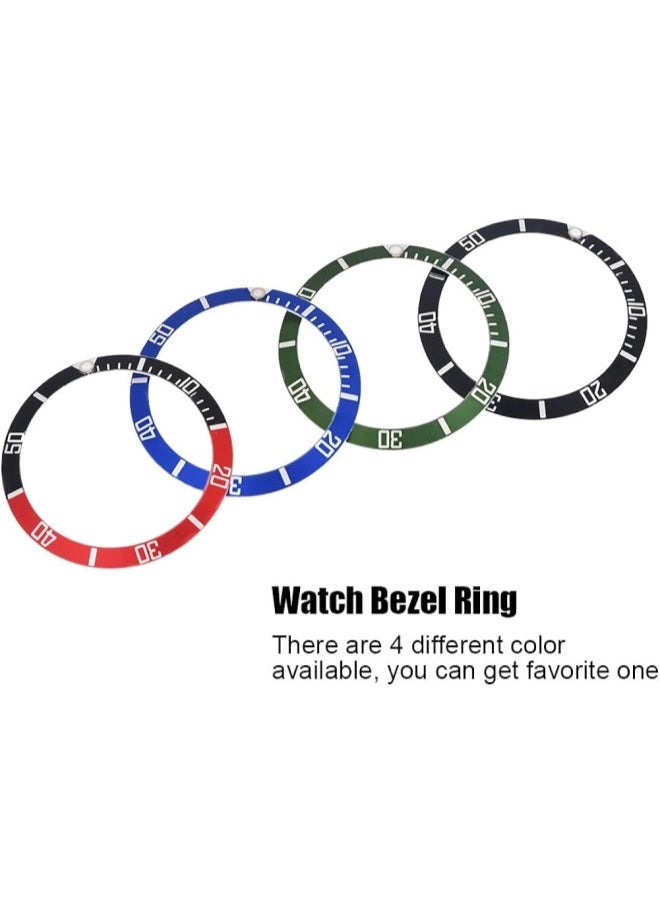 Aluminum Watch Bezel Insert Numbers Markers Wristwatch Loop Replacement Classic Ring Wristband(Blue)