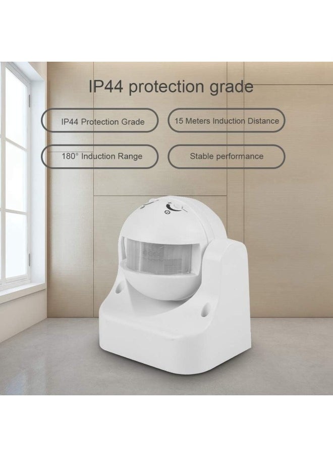IR Sensor Switch IP44 Outdoor PIR Security Motion Sensor with Waterproof,Dust-Proof,180 Degree Induction Angle,Super Long Induction Distance 15 m(White)