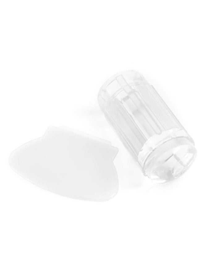 Nail Art Seal Tool (Stamper + Scraper) Transparent Silicone Nail Polish Seal Head Stamper Scraper Nail Art Tool(Transparent White)