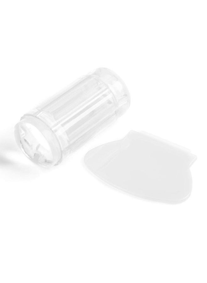 Nail Art Seal Tool (Stamper + Scraper) Transparent Silicone Nail Polish Seal Head Stamper Scraper Nail Art Tool(Transparent White)