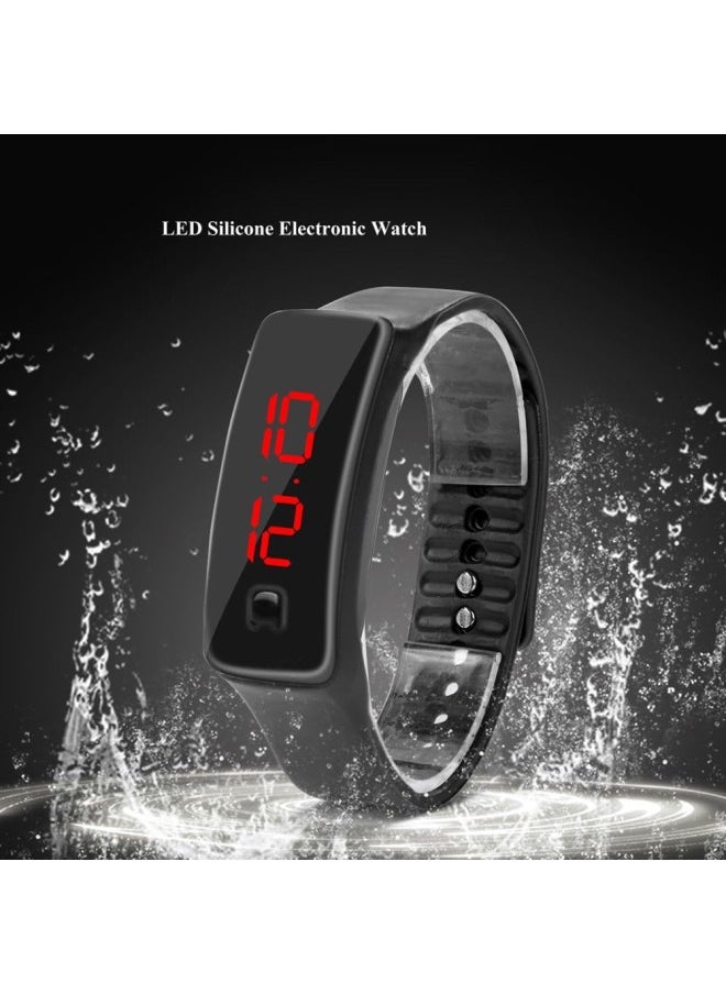 Fitness Tracker Watch, LED Watch Sports Silicone Strap Digital 12-Hour Dial E Activity Tracker Health Exercise Watch Wristwatch Watch for Men Women Teens Students