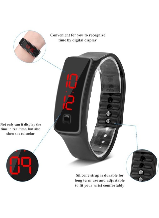 Fitness Tracker Watch, LED Watch Sports Silicone Strap Digital 12-Hour Dial E Activity Tracker Health Exercise Watch Wristwatch Watch for Men Women Teens Students