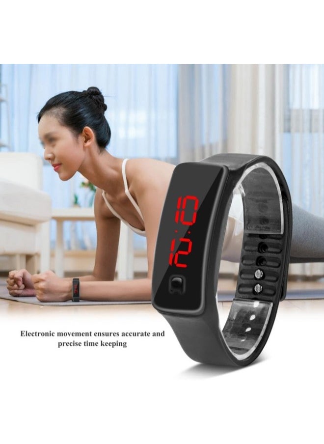 Fitness Tracker Watch, LED Watch Sports Silicone Strap Digital 12-Hour Dial E Activity Tracker Health Exercise Watch Wristwatch Watch for Men Women Teens Students