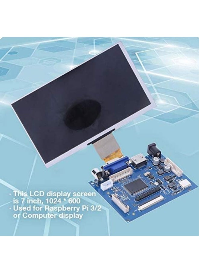 REALM-ARK LCD Displays,7 inch LCD Driver Board 1024 x 600 HDMI TFT Module LCD Display Module LCD Controller Board Kit Mini LCD Controller LCD Displays for Raspberry Pi 3/2