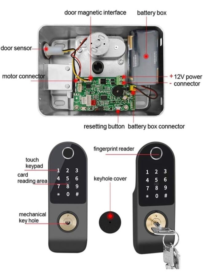 Smart Electronic Door Lock, Supports Unlocking Methods of Fingerprint/ID Card/Password/Key/Remote and Smart Switch Security and Anti-Theft for Home Office