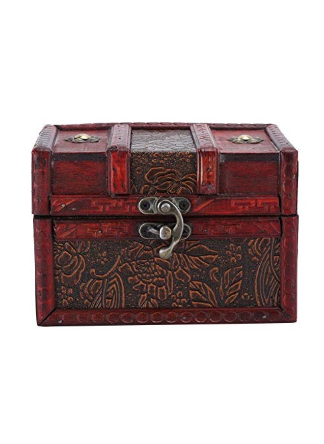 Treasure Chest Wooden Chest Storage Case, Vintage Look Antique Design Small Treasure Chest Jewelry Box Jewelry Organizer(03)