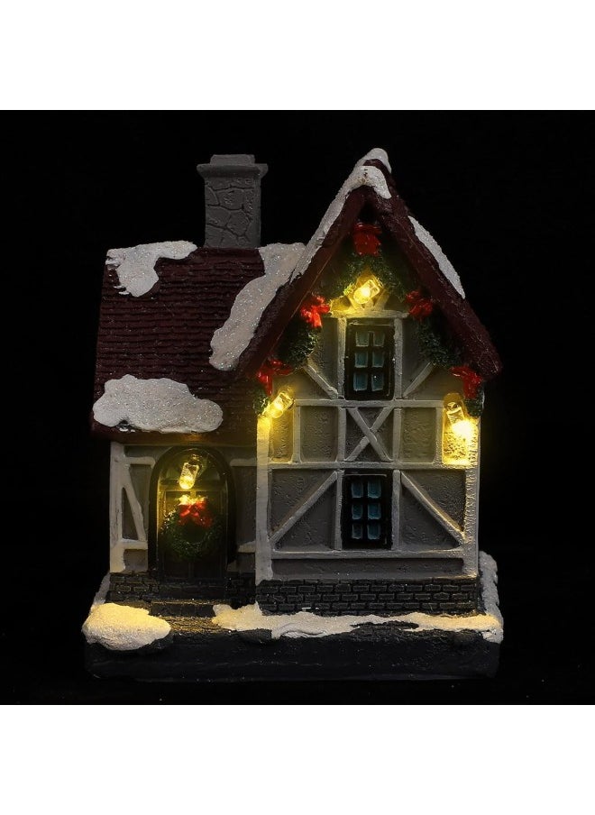 Christmas Scene Village Houses LED Light Up Christmas House Miniature Fairy Garden House Micro Landscape Dollhouse Accessories