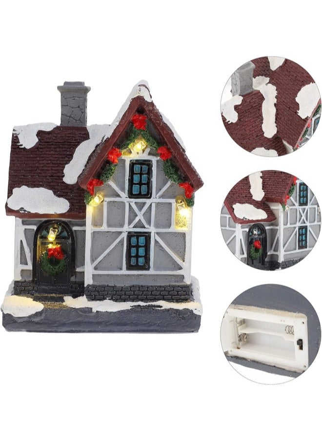 Christmas Scene Village Houses LED Light Up Christmas House Miniature Fairy Garden House Micro Landscape Dollhouse Accessories