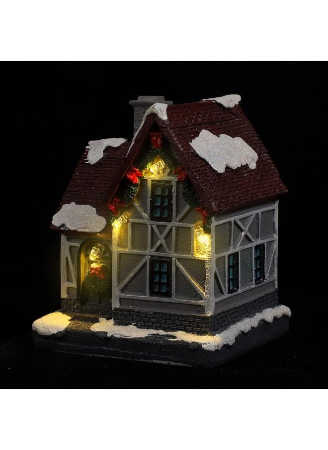 Christmas Scene Village Houses LED Light Up Christmas House Miniature Fairy Garden House Micro Landscape Dollhouse Accessories