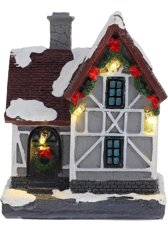 Christmas Scene Village Houses LED Light Up Christmas House Miniature Fairy Garden House Micro Landscape Dollhouse Accessories