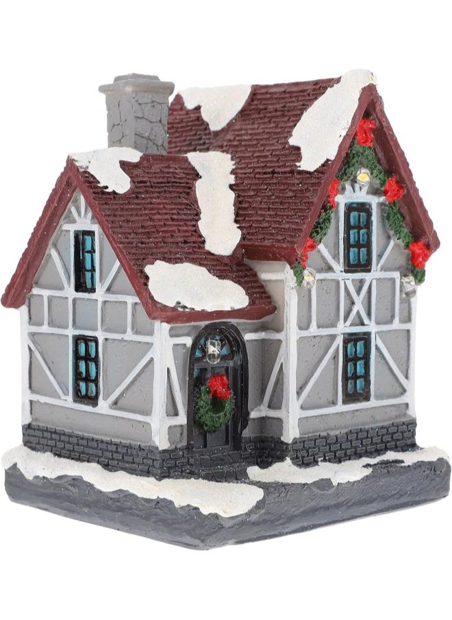 Christmas Scene Village Houses LED Light Up Christmas House Miniature Fairy Garden House Micro Landscape Dollhouse Accessories