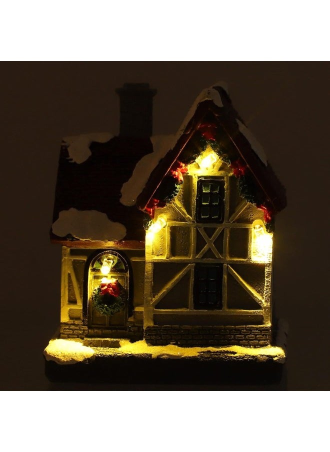 Christmas Scene Village Houses LED Light Up Christmas House Miniature Fairy Garden House Micro Landscape Dollhouse Accessories