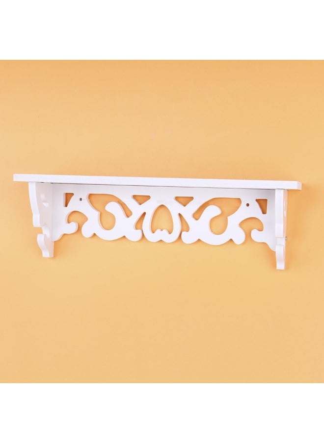 Wall Floating Shelf, Wood-Plastic Composite Display Vintage Long Shelf Floating Nesting Wall Decorative Mount Ledge Storage for Living Room Bedding Room Study Kids Room TV Background (White S)