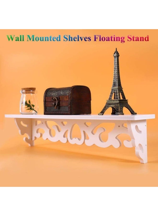 Wall Floating Shelf, Wood-Plastic Composite Display Vintage Long Shelf Floating Nesting Wall Decorative Mount Ledge Storage for Living Room Bedding Room Study Kids Room TV Background (White S)