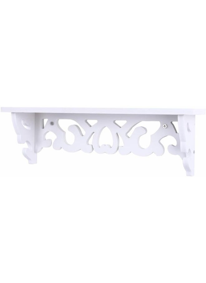 Wall Floating Shelf, Wood-Plastic Composite Display Vintage Long Shelf Floating Nesting Wall Decorative Mount Ledge Storage for Living Room Bedding Room Study Kids Room TV Background (White S)