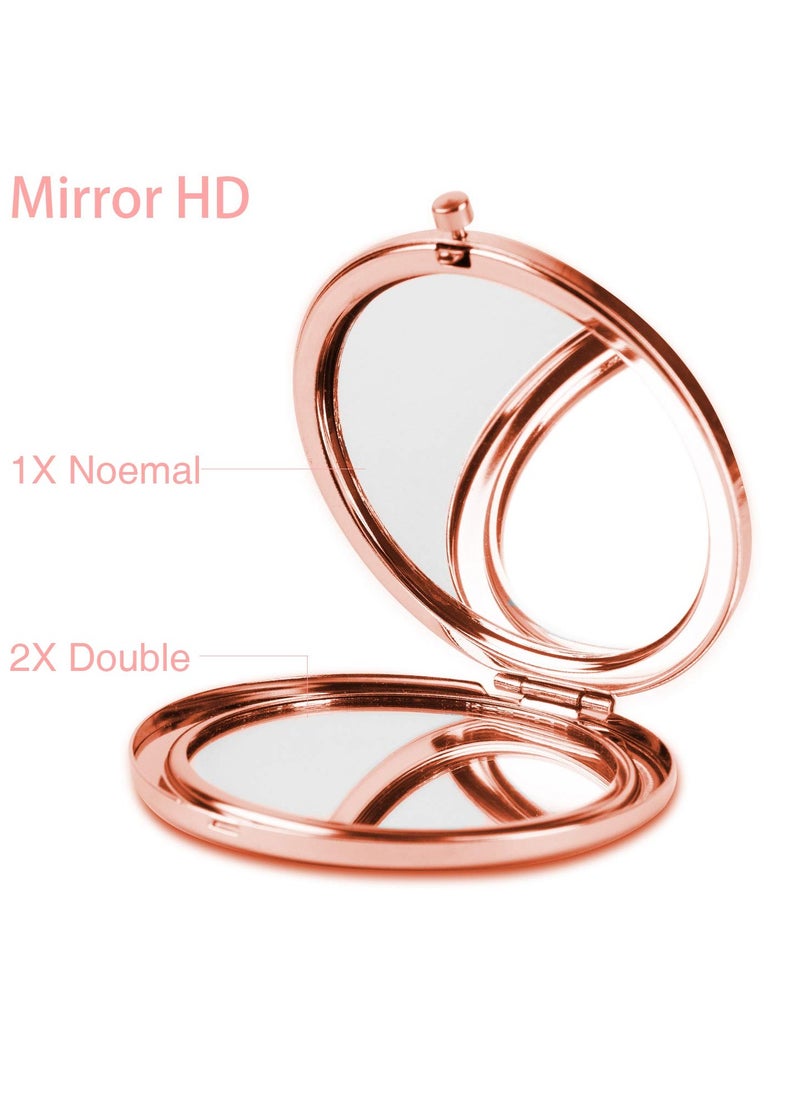 Dynippy Compact Mirror Rose Gold Makeup Mirror Folding Mini Pocket Mirror Portable Hand Mirror Double-Sided 2 x 1x Magnification for Woman Girls (A-Eiffel Tower)