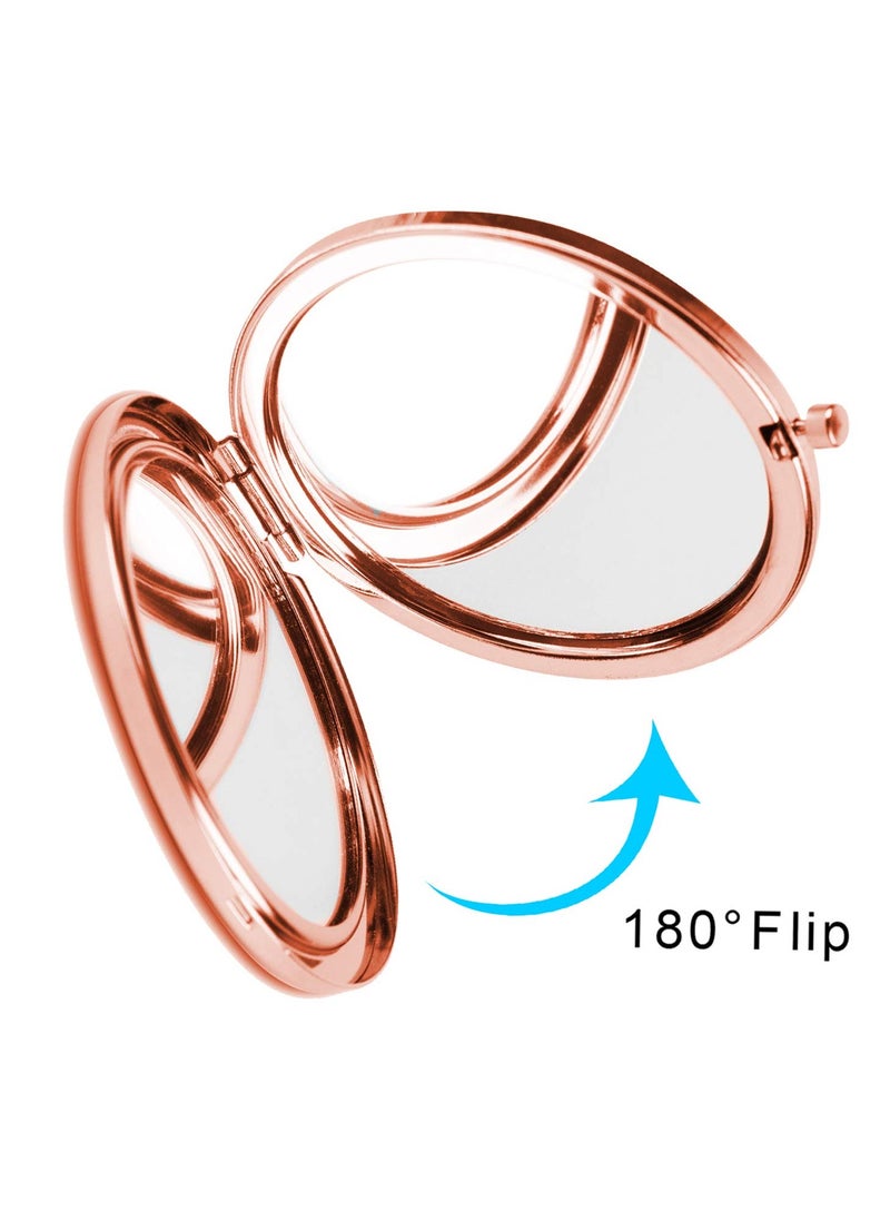 Dynippy Compact Mirror Rose Gold Makeup Mirror Folding Mini Pocket Mirror Portable Hand Mirror Double-Sided 2 x 1x Magnification for Woman Girls (A-Eiffel Tower)