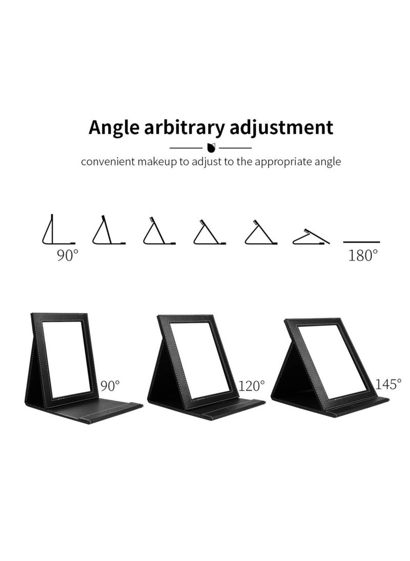 DUcare Folding Mirror Portable Travel PU Portable Adjustable Rectangular Ultrathin Vanity Mirror with Stand, for Travel, Camping,Home