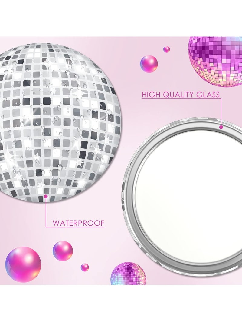 Qunclay 12 Pcs Disco Ball Compact Mirror 2.76 Inch Vintage Round Pocket Mirror Makeup Mini Mirror Handheld Portable Mirror for Purse, Women Gift Disco Party Supply Travel Daily (Classic Color)