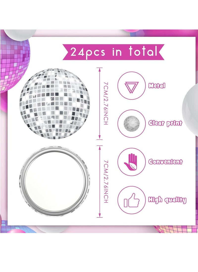 Qunclay 12 Pcs Disco Ball Compact Mirror 2.76 Inch Vintage Round Pocket Mirror Makeup Mini Mirror Handheld Portable Mirror for Purse, Women Gift Disco Party Supply Travel Daily (Classic Color)