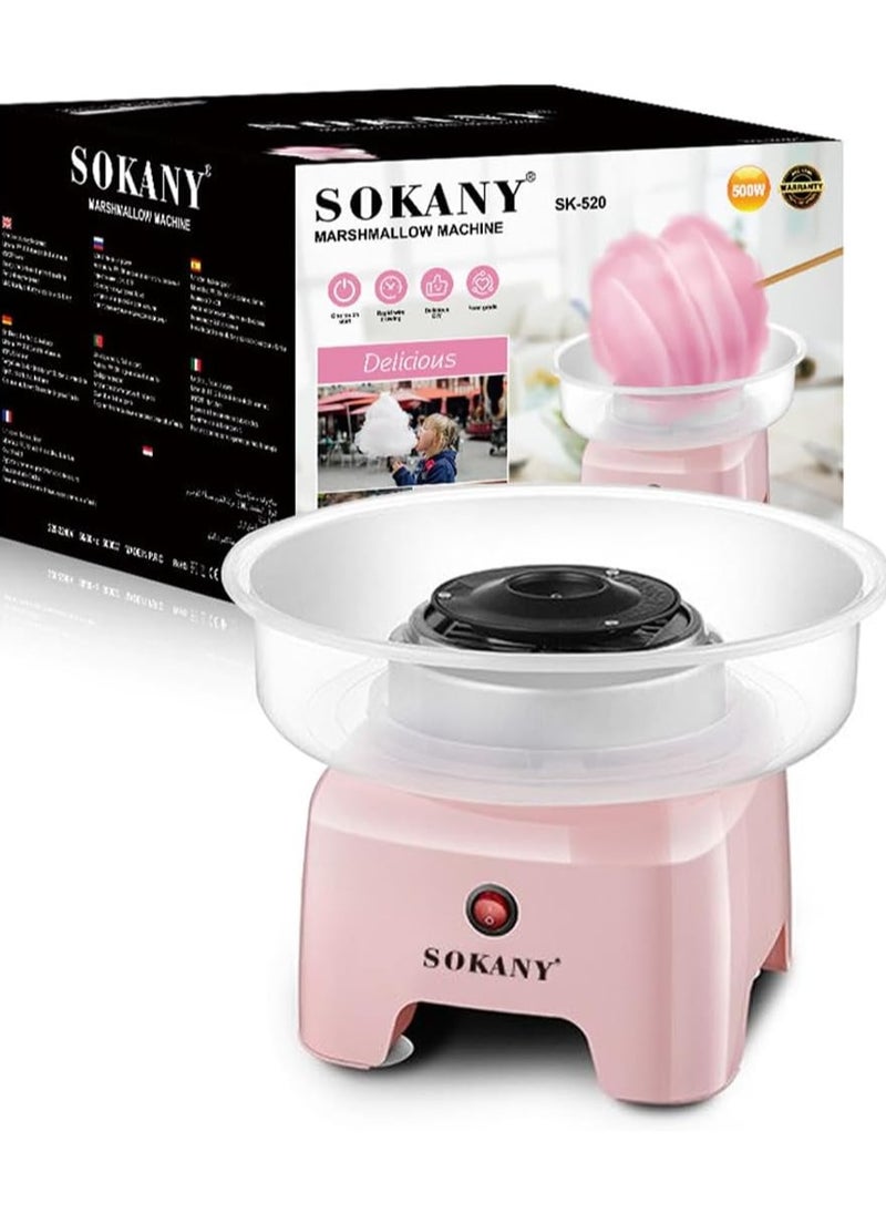 Sokany Cotton Candy Maker 500W, 220-240V, Pink, SK-520