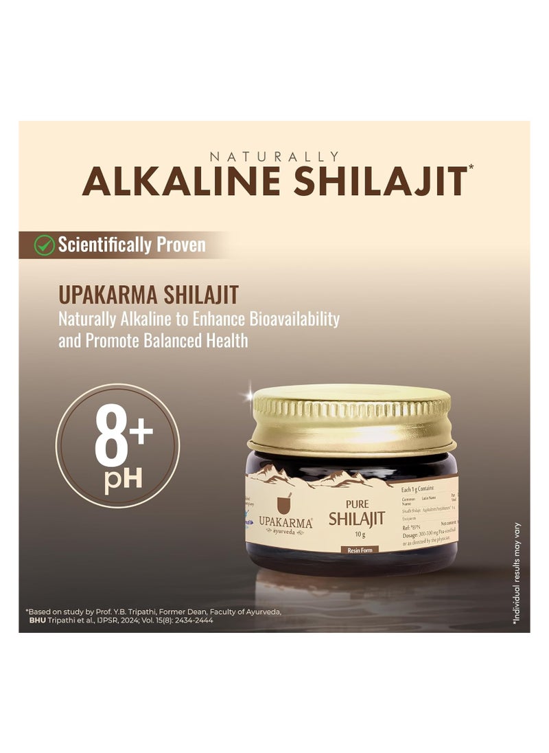 UPAKARMA Original Alkaline Shilajit/Shilajeet Resin 10g with Fulvic Acid, Magnesium & Urolithin A | Boost Performance, Power, Stamina, Strength | Lab Tested | Pack of 3